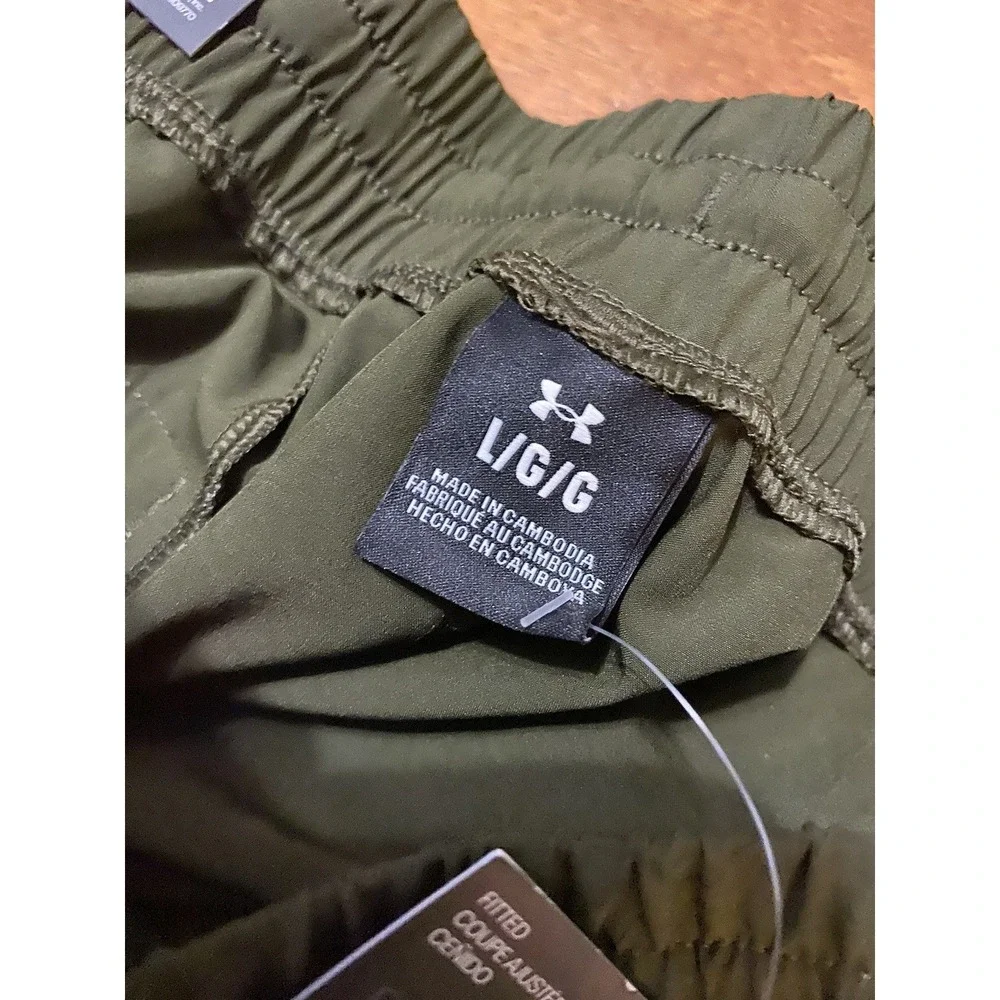 Under Armour Mens Jogger Pants Olive Green Tapered Cuffed Athletic L New